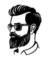 Man with beard and glasses. Face with hairstyle vector