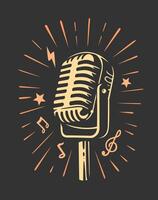retro Microphone on dark background vector