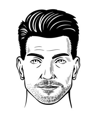 Man with hairstyle . Unshaven mans face