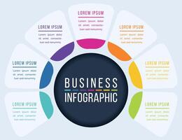 7 Options Infographic circle design 7 steps, objects, elements or options business information design vector