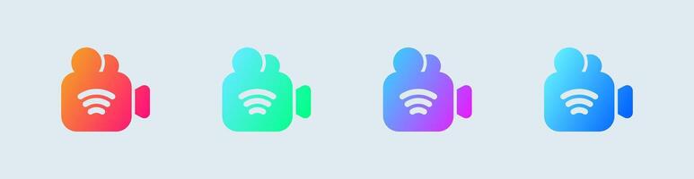 Broadcast solid icon in gradient colors. Online signs illustration. vector