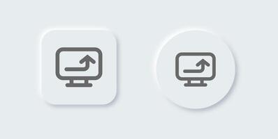 Upload line icon in neomorphic design style. Arrow signs illustration. vector