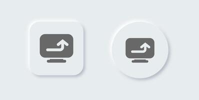 Upload solid icon in neomorphic design style. Arrow signs illustration. vector