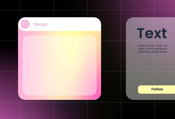 Futuristic design element in gradient colors. Pop up interface element.