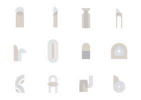 Boho Arch Set for Decoration Element. Minimalist Aesthetic Arc Bohemian Design, Illustration vector