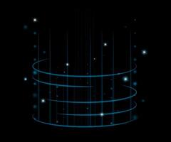 Neon glowing blue round frame, stars and lines. Shining light space portal. Fantasy space border. Abstract fantastic background. Design element. vector