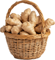 Ginger Spice isolated, Ginger Clipart, Fresh ginger in a basket illustration png
