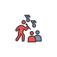 singing icon. .Editable stroke.linear style sign for use web design,logo.Symbol illustration. vector