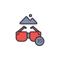 3d glasses icon. .Editable stroke.linear style sign for use web design,logo.Symbol illustration. vector