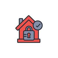 house locked icon. .Editable stroke.linear style sign for use web design,logo.Symbol illustration. vector
