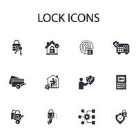 Lock icon set..Editable stroke.linear style sign for use web design,logo.Symbol illustration. vector