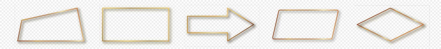 Gold glowing different geometric shape frame vector