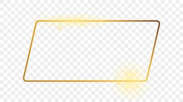 Gold glowing rounded rectangular shape frame vector