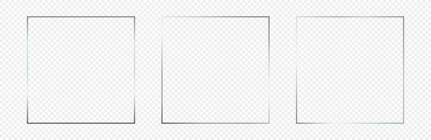 Silver glowing square frame vector