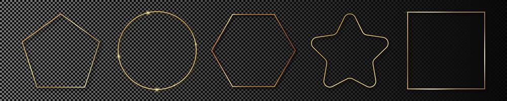 Gold glowing different geometric shape frame vector