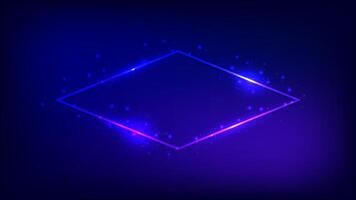 Neon rhombus frame with shining effects vector