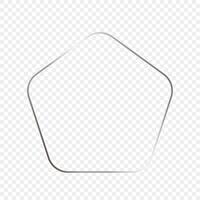 Silver glowing rounded pentagon shape frame vector