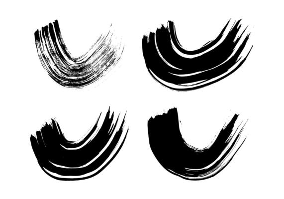 Black grunge semicircular brush strokes
