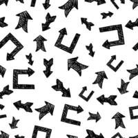 Seamless pattern with black hand drawn arrows vector