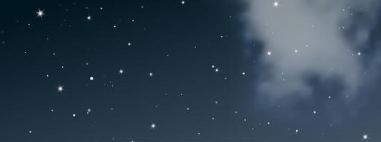 Night sky with clouds and many stars vector
