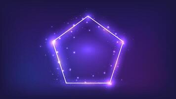 Neon frame in pentagon form with shining effects vector