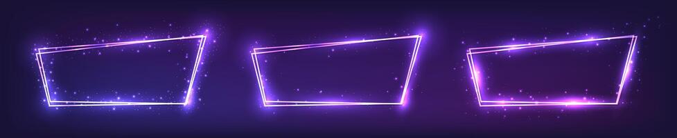 Neon double frame with shining effects vector