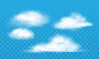White cloud smog effect steam powder explosion set collection on blue checkered background vector