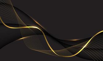 Abstract luxury gold ribbon line wave curve on black design modern background vector