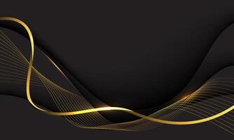 Abstract luxury gold ribbon line wave curve on black design modern background vector