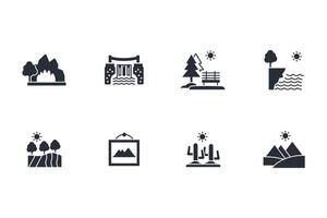 Landscape icon set..Editable stroke.linear style sign for use web design,logo.Symbol illustration. vector