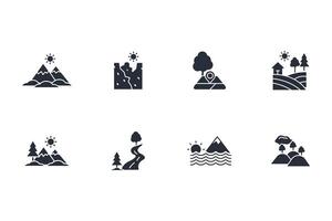 Landscape icon set..Editable stroke.linear style sign for use web design,logo.Symbol illustration. vector