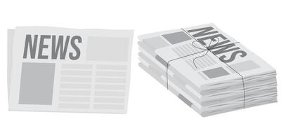 Pile of newspapers on white background. Stack of newspapers. Paper waste vector