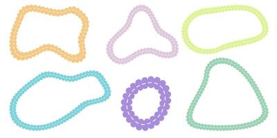 Hand drawn scalloped frames with dashed stitches. vector
