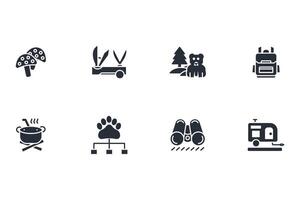 Camping icon set..Editable stroke.linear style sign for use web design,logo.Symbol illustration. vector