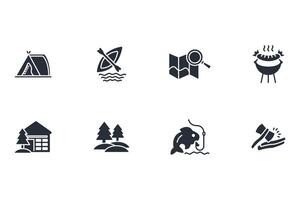 Camping icon set..Editable stroke.linear style sign for use web design,logo.Symbol illustration. vector