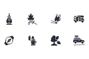 Camping icon set..Editable stroke.linear style sign for use web design,logo.Symbol illustration. vector