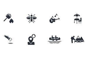 Camping icon set..Editable stroke.linear style sign for use web design,logo.Symbol illustration. vector