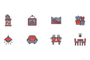 Home interior icon set..Editable stroke.linear style sign for use web design,logo.Symbol illustration. vector
