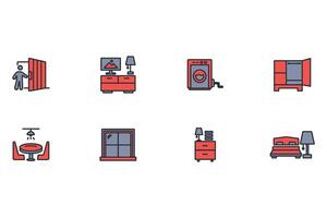 Home interior icon set..Editable stroke.linear style sign for use web design,logo.Symbol illustration. vector