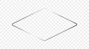 Silver glowing rounded rhombus shape frame vector