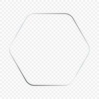 Silver glowing rounded hexagon frame vector