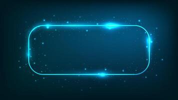 Neon rectangular frame with shining effects vector