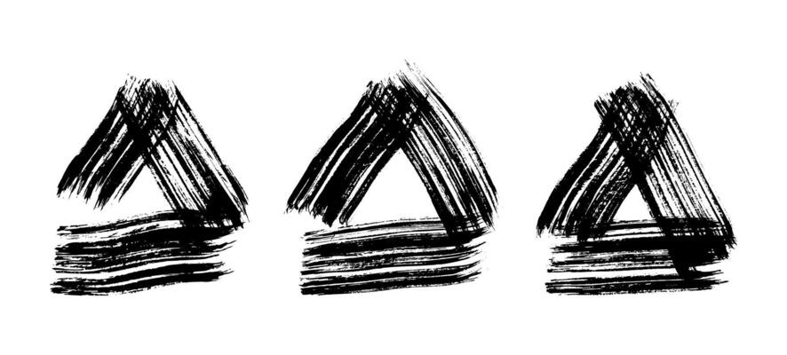 Black grunge brush strokes in triangle form