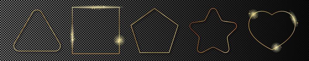 Gold glowing different geometric shape frame vector