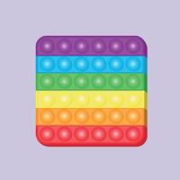 Pop it antistress. Endless bubble wrap. Rainbow square pop it. Simple dimple illustration. vector