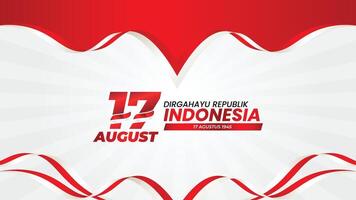 17 August. Indonesia happy independence day greeting card, banner, and texture background. Gradient indonesia independence day horizontal banner template vector