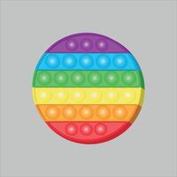 Simple dimple pop it antistress trend toy. Endless bubble wrap. Rainbow round pop it. Simple dimple illustration. vector
