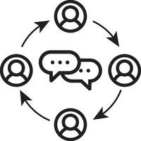 Community communication concept icon. Community outline icon. Social media chatting network flat interface . Line share illustration. vector