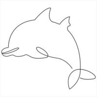 Continuous single line drawing of cute dolphin for company logo identity vector