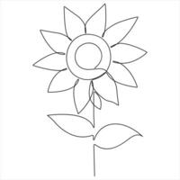 Continuous single line drawing of sunflower style illustration vector